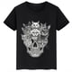 thumbnail image 3 of Ropa infantil con estampado de calavera de gato, camiseta de algodón de verano para niños y niñas, ropa infantil personalizada de manga corta negra, 3 of 4