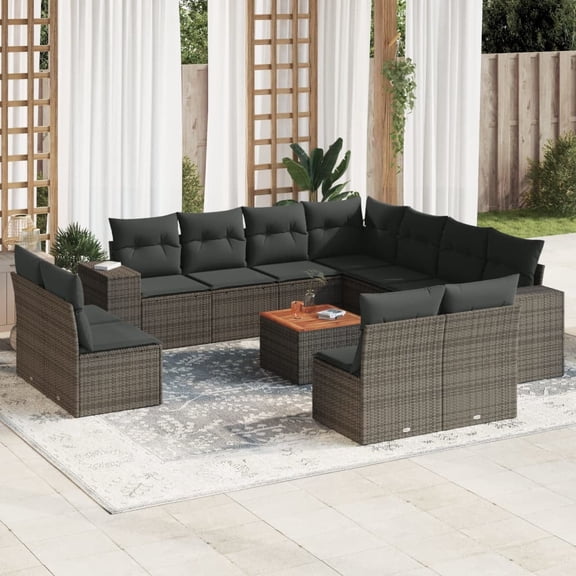 vidaXL Garden Sofa Set Grey, Dark Grey
