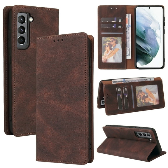 For Samsung Galaxy S21 FE 5G Simple Suction Closure Horizontal Flip Leather Case with Holder & &