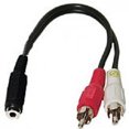 thumbnail image 1 of 4in. TechCraft 3.5mm Female to 2RCA Male Audio Y-Splitter Cable, 1 of 2