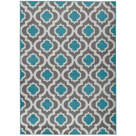 Kashan Rug - Antep Rugs Kashan King Collection 505 Trellis Polypropylene Indoor Area Rug Blue and Cream 5' X 7'