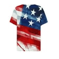 thumbnail image 4 of Summer Cleans Tops For Women American Flag Graphic Tee Shirts Henley Neck Tunic Tops Short Sleeve T Shirts Pullover Sweater Blouses Light Breathable T-Shirt Beach Vacation Outfits, 4 of 5