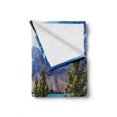 thumbnail image 2 of Landscape Soft Flannel Fleece Blanket, National Park Banff Canadian Rockies Mountain Trees Glacial Lake Sunny Sky, Cozy Plush for Indoor and Outdoor Use, 70" x 90", Aqua Mauve Green, by Ambesonne, 2 of 6