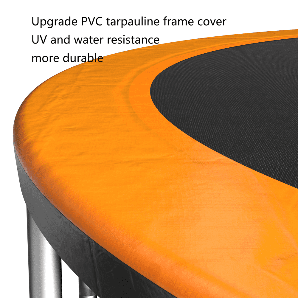 Mini Trampoline, Upgrade- 14FT Trampoline with Basketball Hoop Inflator and Ladder(Outer Safety Enclosure) Orange, Orange Trampoline For Kids,Steel Fitness Trampoline