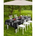 thumbnail image 4 of nqOlkjepod Black Coastal Outdoor Tablecloth with Umbrella Hole & Zipper, Nautical Starfish Jellyfish Seahorse Rectangle Table Cover 60x84 Inch, Dining Waterproof Table Cloth Protector for Patio, 4 of 7