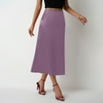 thumbnail image 4 of MGCWSH Women's Satin Maxi Skirt High Waist Elastic A Line Fishtail Elegant Work Elastic Long Skirts Purple, 4 of 5