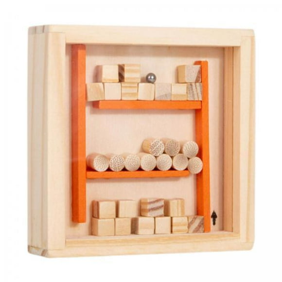 Lipstore 2xWooden Labyrinth Board Game Montessori Toy Marble Maze for Adults Kids Teens Wood color