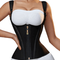 thumbnail image 5 of Double Steel-Boned Front-Zip Waist Trainer for Women - Tummy Control Corset Top with Latex Lining & Back Hook, 5 of 8