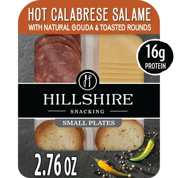 Hillshire Snacking Protein Small Plates, Hot Calabrese Salami, Gouda Cheese & Toasted Rounds Snack Pack, 2.76 oz (Refrigerated)