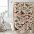 thumbnail image 4 of Retro Dinosaurs Bathroom Shower Curtains with 12 Hooks Waterproof Shower Curtain for Stalls and Bathtubs Vintage Primitive Wild Animals Brown Decorative Bathroom Privacy Curtain 36x78 Inches, 4 of 9