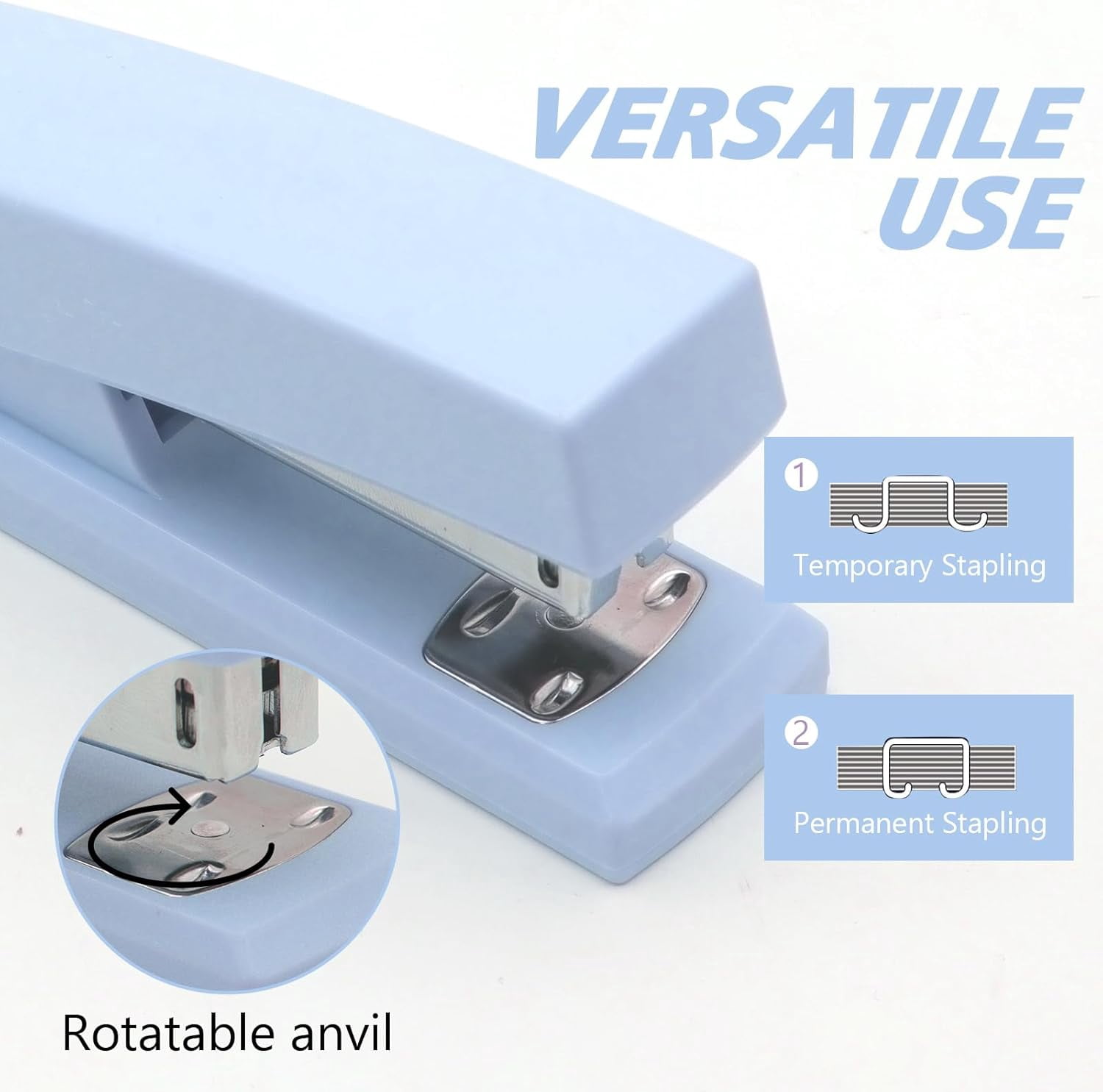 2 Pack Blue Office Staplers, 25-Sheet Capacity with 4000 Staples and 2 Staple Removers, Desktop Stapler, Blue Office Supplies for Students and Office Clerks