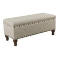 thumbnail image 1 of HomePop Traditional Fabric Large Storage Bench with Nailhead Trim in Cream/Taupe, 1 of 10