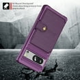 thumbnail image 6 of Allytech Rugged Case for Google Pixel 8 Support Magnetic Car Mount, Premium PU Leather Flip Card Cash Holder Pocket Shockproof Anti-Fall Back Case for Google Pixel 8 - Purple, 6 of 7
