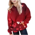 thumbnail image 1 of Sudadera con capucha para niña, para el Día de San Valentín, con estampado de color, de manga larga, informal, deportiva, con capucha, de manga larga, con inserciones en los hombros, blusa de poliéste, 1 of 6