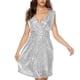 thumbnail image 1 of Vestido midi sin mangas con cuello en V y lentejuelas para mujer - Vestido de fiesta brillante - Traje de cóctel/boda/baile de graduación, 1 of 6
