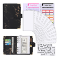 thumbnail image 1 of Tignapoo A6 PU Leather Budget Planner with 12 Colorful Sheets, 12 Zip Pockets, 24 Labels, and 2 English Word Stickers - Grey, Black, Pink, Yellow, Blue Options, 1 of 6
