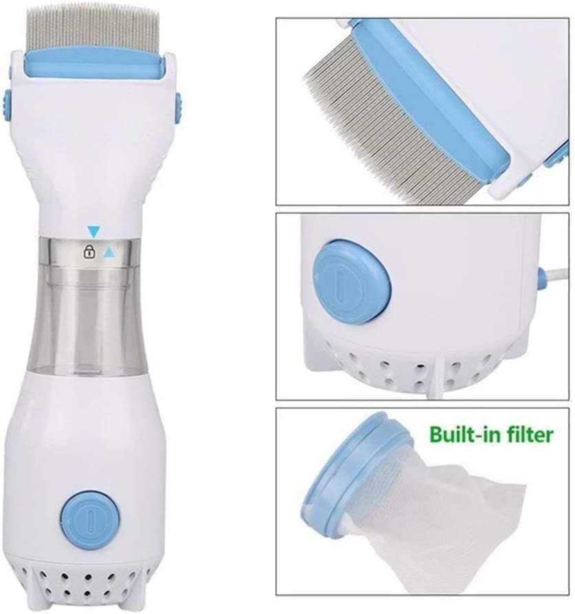 YHRY Electrical Head Lice Comb, Lice Removal Treatment Lice Combs, Remover Hair Vacuums Machine for Lice Removed, Head Lice Capture, Removes Lice and Eggs (White)