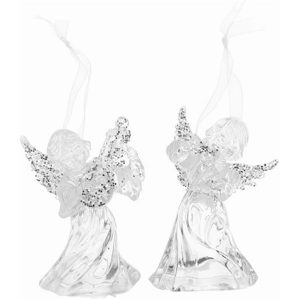 2 pack Shaped Hanging Ornaments Christmas Angels Pendant for Tree Decorations(Pipa Angel and Flute Angel)