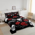 thumbnail image 3 of Erosebridal Cow Skull Skeleton Bedding Full Comforter Set, Hunting Theme Down Comforter, Gothic Rose Flower Home Decor, Reversible 3pcs, 3 of 8
