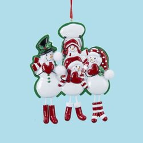 Club Pack of 12 Holly Jolly Snowman Family of 4 Christmas Ornament for