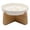 White, variant on BESEW7 Ceramic Raised Cat Bowl with Wood Stand, Elevated Slow Feeder for Cats and Small Dogs, Non-Slip Base Easy Clean Pet Water Dish White