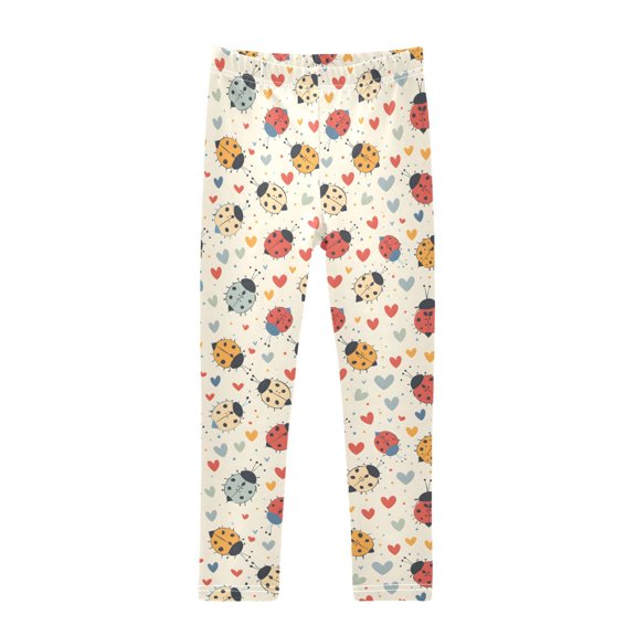 BZSMCE Full Length Seven-spotted Ladybug Heart Pattern Printed Stretch Leggings Moisture Wicking Active Casual Bottoms W