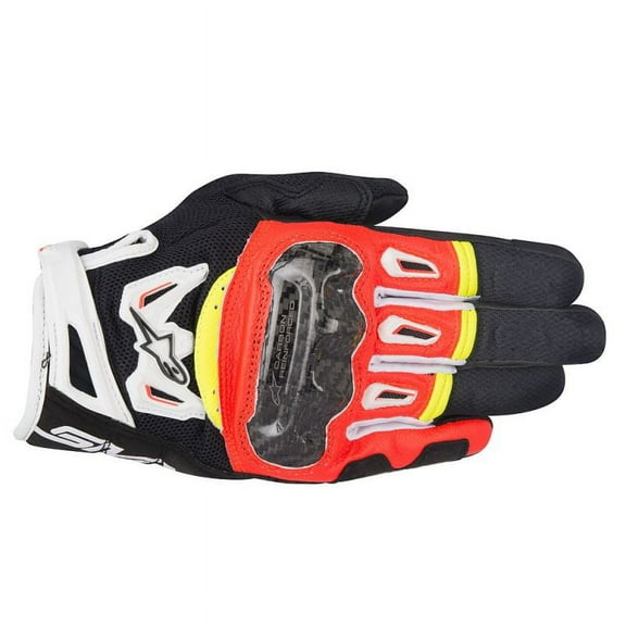 Alpinestars SMX-2 Air Carbon V2 Short Leather Gloves Black/Red/Yellow XL