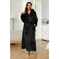 thumbnail image 3 of HEARTNICE Womens Fleece Hooded Robe, Soft Full Length Thick Plush Bathrobe House Coat,(Black,S-M), 3 of 5
