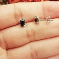 thumbnail image 3 of Dazzlingrock Collection 7x5 mm Oval Cut Black sapphire Solitaire Stud Earrings for Women (Color Black, Clarity Highly Included) in 925 Sterling Silver, 3 of 6