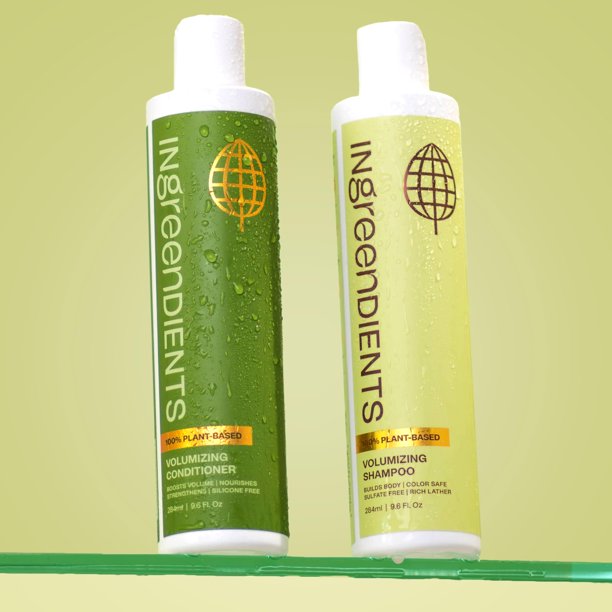 Ingreendients Champú y acondicionador voluminizador vegano no tóxico con ingredientes orgánicos, color , sin parabenos ni gluten, silicona ni sulfato, pH equilibrado