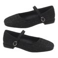 thumbnail image 2 of Zapatos de trabajo negros informales para mujer, zapatos planos con hebilla de orejas de conejo, talla 37, 2 of 8
