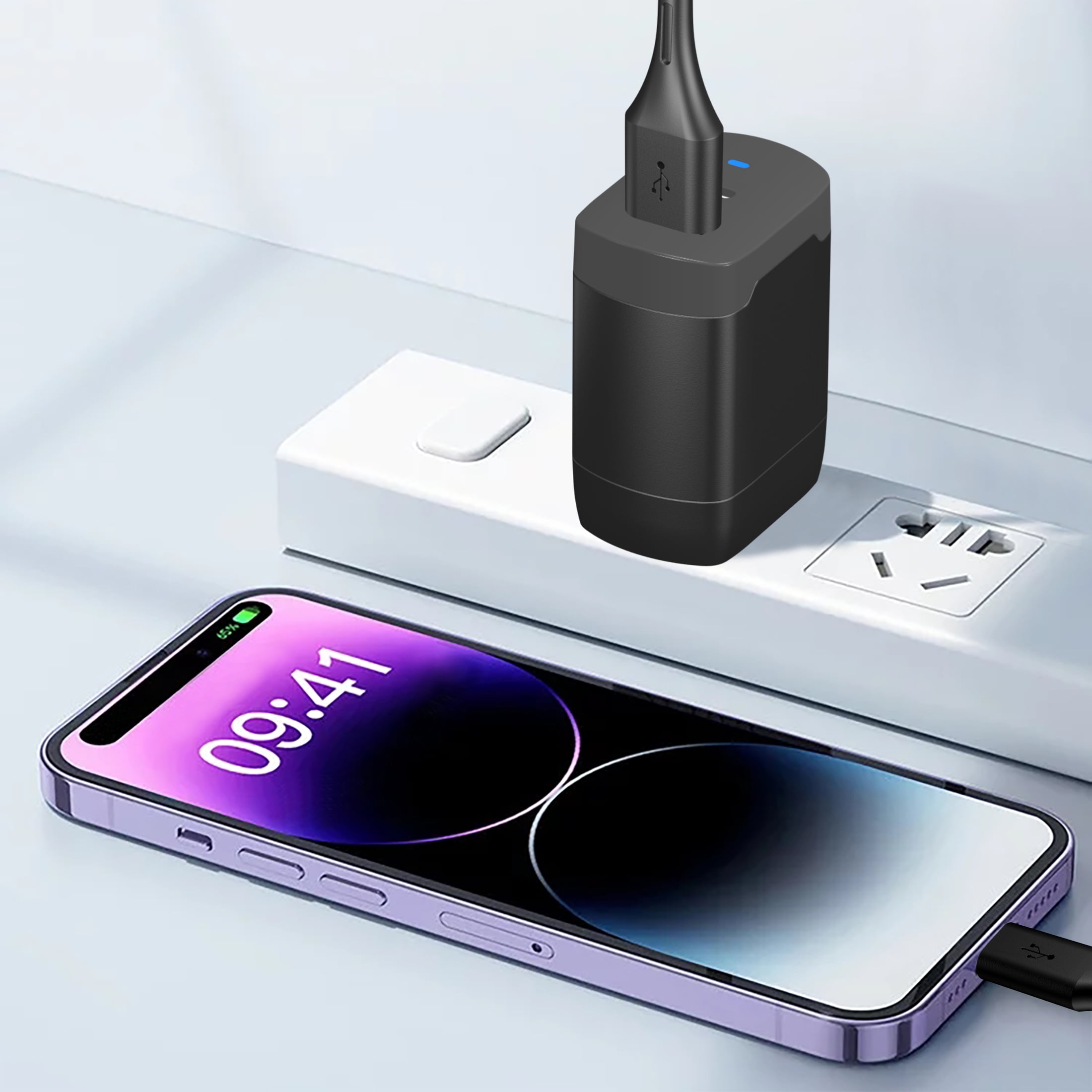 Walmart 32w PD Dual port Wall Charger, Folding Plug, Black