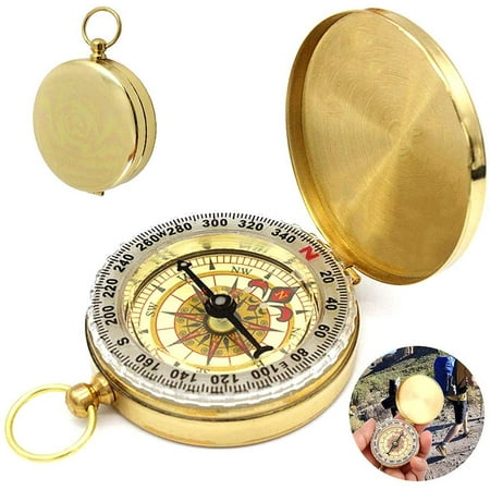Boussole De Poche YUVKIN – Dorée, étanche, Chiffres Lumineux – 48 Mm – Idéale Pour Camping, Rando Et Chasse