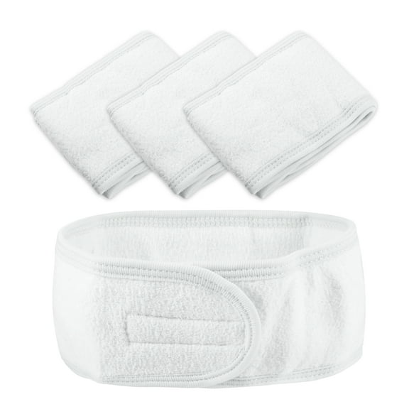 Vocoste Soft Women Hair Bands Spa Headband for Face Washing Bath Facial Mask Yoga White 4 Pcs