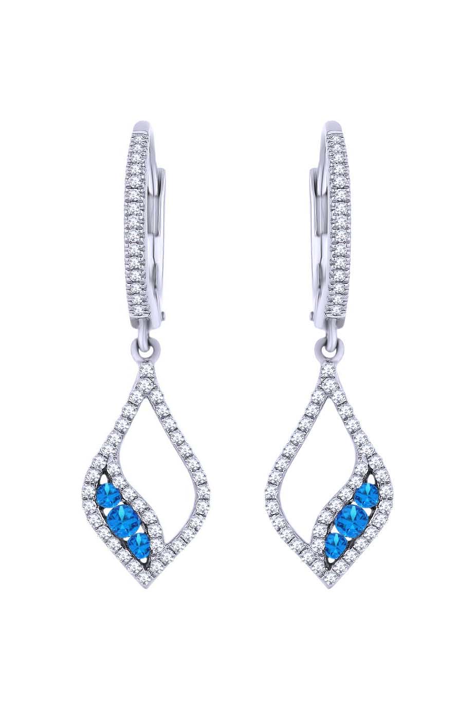 人気を誇る Blue Created CT 0.60 Topaz Gold White 14k Earrings Dangle Drop  Intertwined ピアス