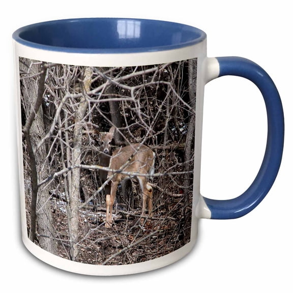3drose, Deer in the Woods, 15oz Two-tone Blue Mug