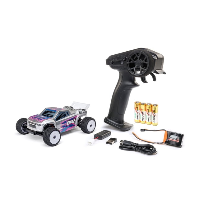 Helidirect Losi 1/28 Micro-T 2S 2WD RTR Stadium Truck RC - Remote Control, RC Trucks, Micro Racing RC Buggy 1/28 Scale Off-Road for Adults (Silver (LOS-1392T2))