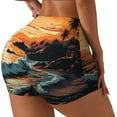 thumbnail image 2 of Kdxio Serene Ocean Sunset Print Workout Shorts for Women Seamless Soft Smooth Gym Yoga Scrunch Active Shorts, 2 of 5