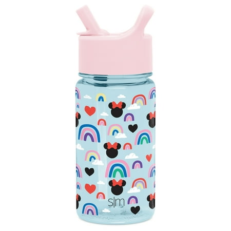 Simple Modern Disney 16oz Summit Kids Tritan Water Bottle with Straw Lid for Toddler - Dishwasher Safe Travel Tumbler - Disney: Minnie Rainbows