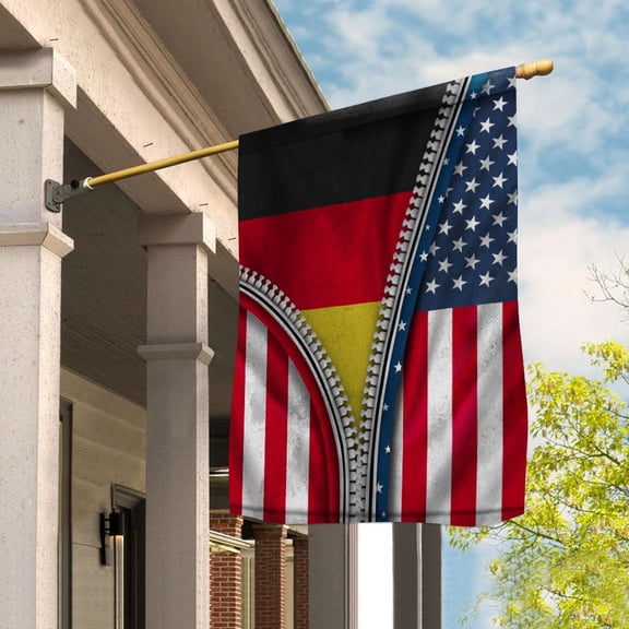 Zipper Flag American Show German Flag USA Germany Patriotic Root House Flag, Double-Sided Decorative Outdoor Flag, Patriotic Polyester Yard Flag 29.5 x 39.5 in