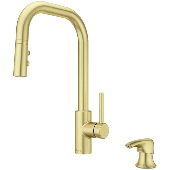 Pfister F-529-7Znr Zanna 1.66 GPM Single Hole Pull Down Kitchen Faucet - Gold