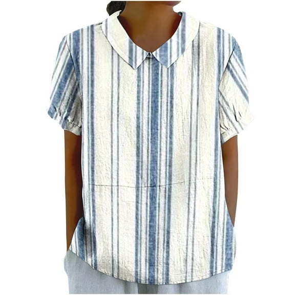 cfhntfmh Short Sleeve Tops for Women Collared Cute Print Casual Summer T-Shirts Baggy Vacation Clothes