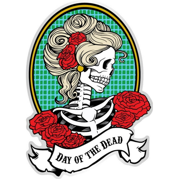 Day of the Dead Katrina Side View - Postcard Sized Vinyl Sticker 6" x 4.25"