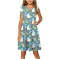 thumbnail image 2 of Toddler Dress Summer Ruffle Sleeve Sundress Outfit For Kids 4-14T Green Dresses For Girls, 2 of 8