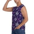 thumbnail image 3 of Fotbe Christmas Purple Snowflakes Men's Camiseta sin Mangas Estampada para Hombres, Playera Casual para Gimnasio, Entrenamiento, Playa-Small, 3 of 7