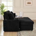 thumbnail image 2 of Muumblus Small Sectional Sofa with 2 Storage Ottomans, 2 Seater Cloud Couch with Bluetooth Speaker & Side Table, Modern Corduroy Sofa for Living Room, Black, 2 of 10