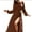 Coffee Dress, variant on Women's Workout Holiday Solid Color Pleated V Neck Bandage Fall Dress Tea Length A Line Dress Clearance Long Sleeve Spring Elegant Casual Side Split Fashion Brown M