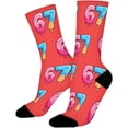 thumbnail image 3 of Socks for Men Women LSQii Cute Printed Ribbed Cotton Crew Socks Casual Daily Wear Comfort Cozy Streetwear for Sports,Athletic Style,Funny Gift,Size 5-10, Red, 3 of 7