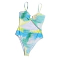 thumbnail image 2 of Neinkie Womens Cutout Front Ruched Back High Cut Monokini One Piece Swimsuit, 2 of 7