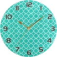 thumbnail image 5 of Turquoise Moroccan Pattern Wall Clock Round Vintage Silent Non Ticking Battery Operated Accurate Arabic Numerals Design for Home Kitchen Living Room Bedroom, 10 Inch, 5 of 5